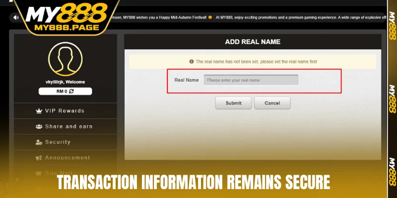 Transaction information remains secure